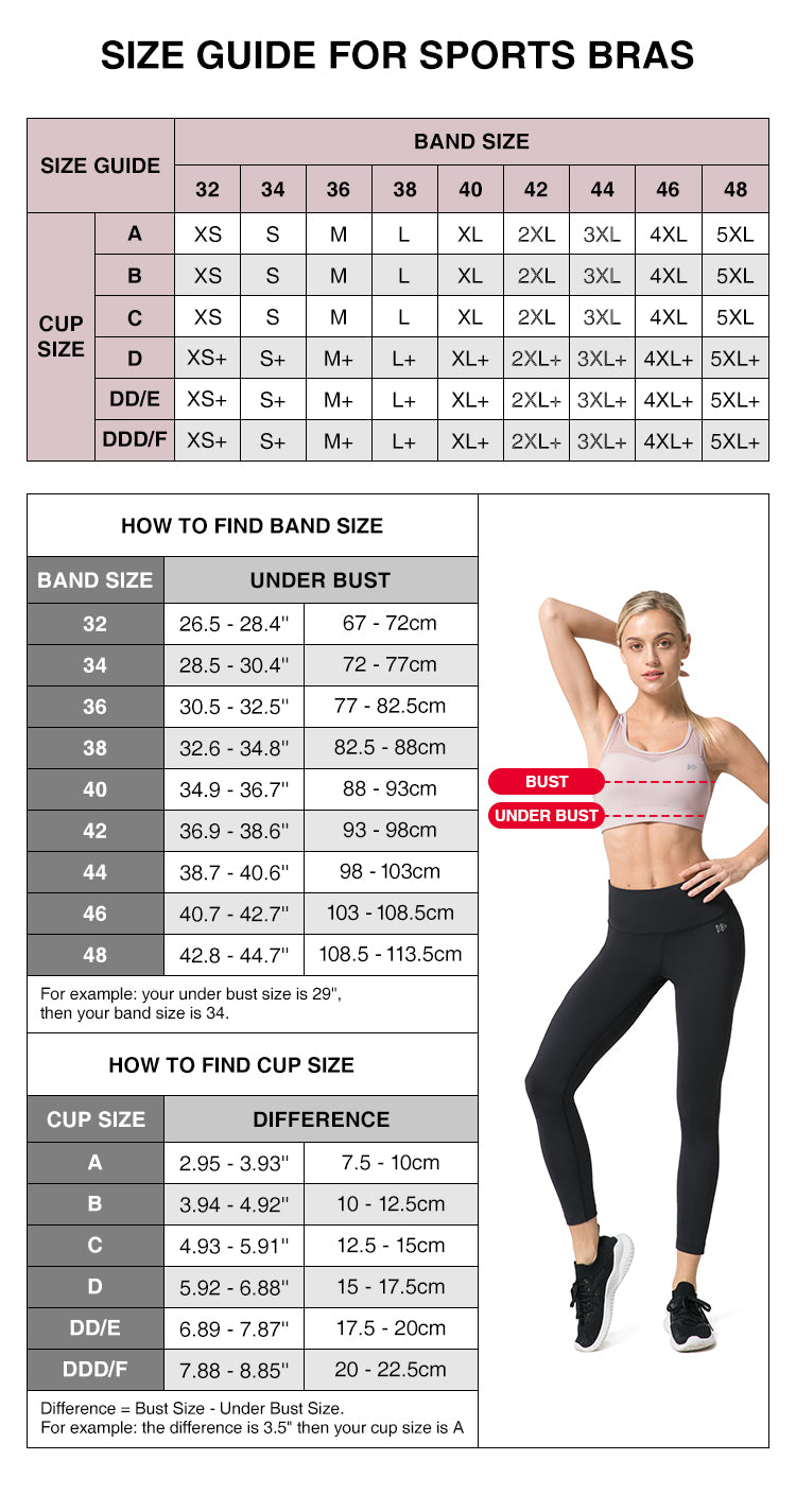 Medium sports bra store size chart