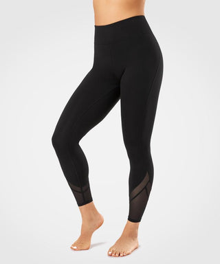 Womens black mesh high waisted workout yoga leggings | Yvettesports