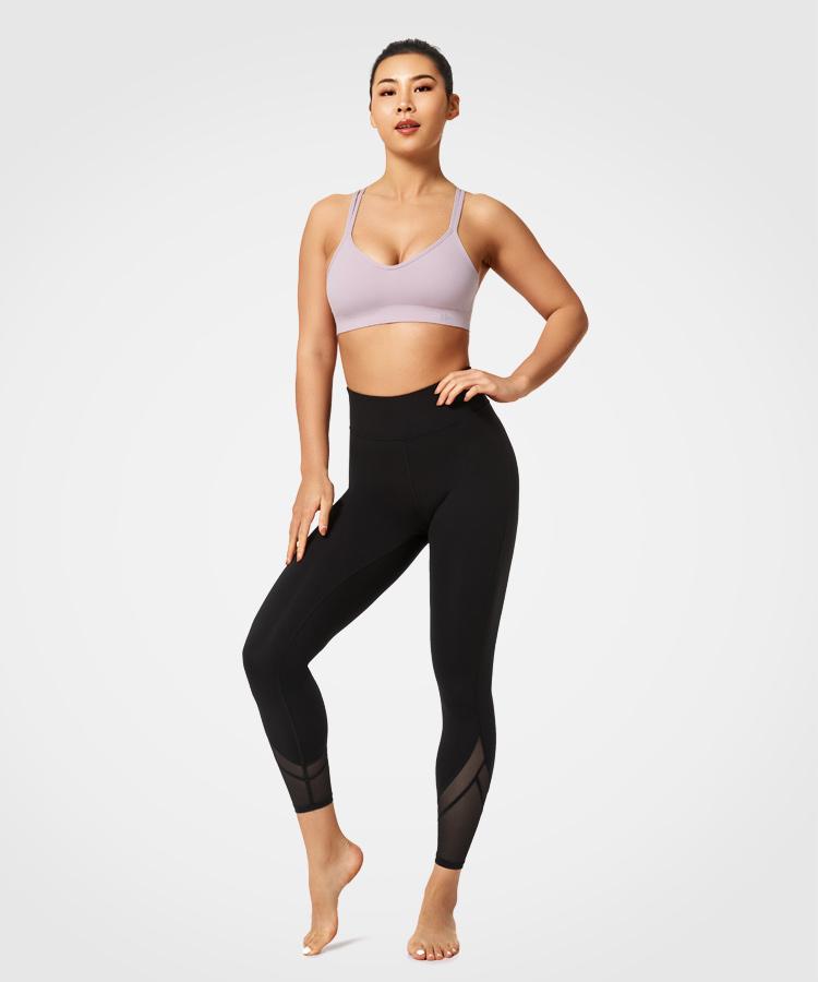 Womens black mesh high waisted workout yoga leggings | Yvettesports